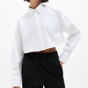 Athleta NWT Midday Ultra Cropped Poplin Shirt SIZE LARGE